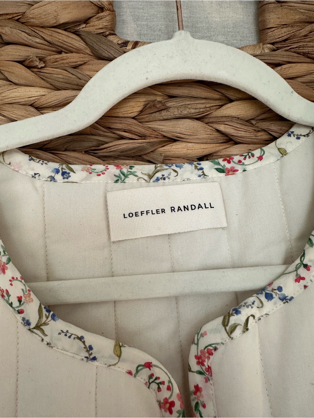 Loeffler Randall Light Cream Floral-Trim Quilted Vest - Unknown Brand — image 2 of 4